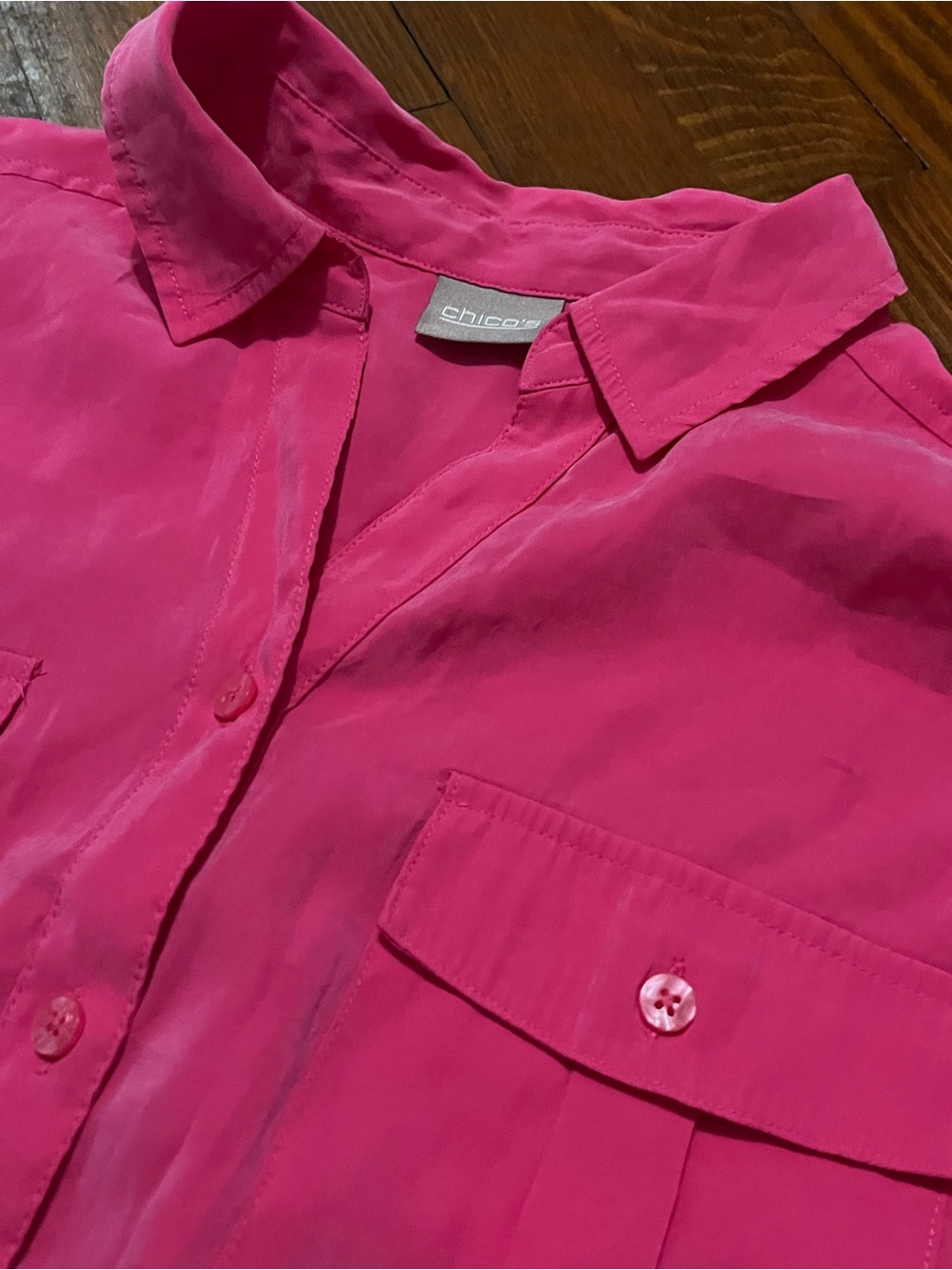 Chico's Women’s Bright Pink Button-Down Shirt